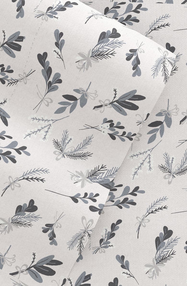 HOMESPUN HOME SPUN Premium Botanical 4 Piece Flannel Bed Sheet Set, Alternate, color, Light Gray