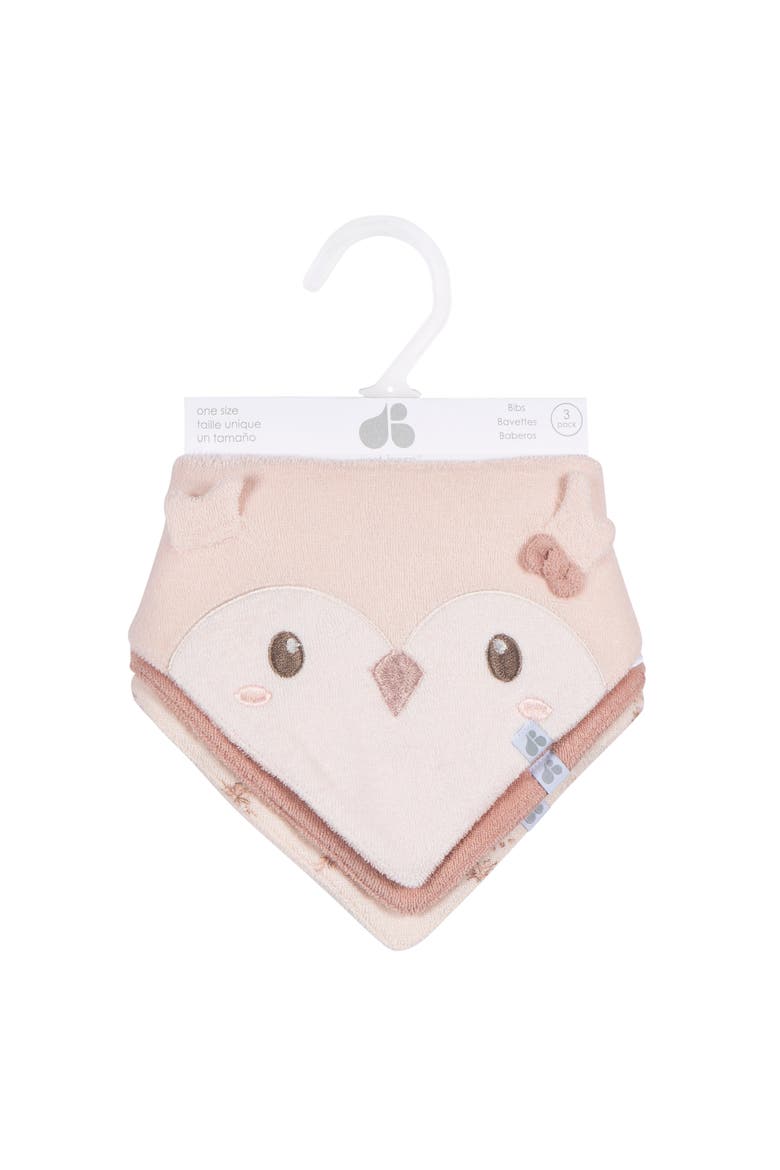 Bandana Bibs 3-Pack Multi Tan Patterns, Alternate, color, Owl