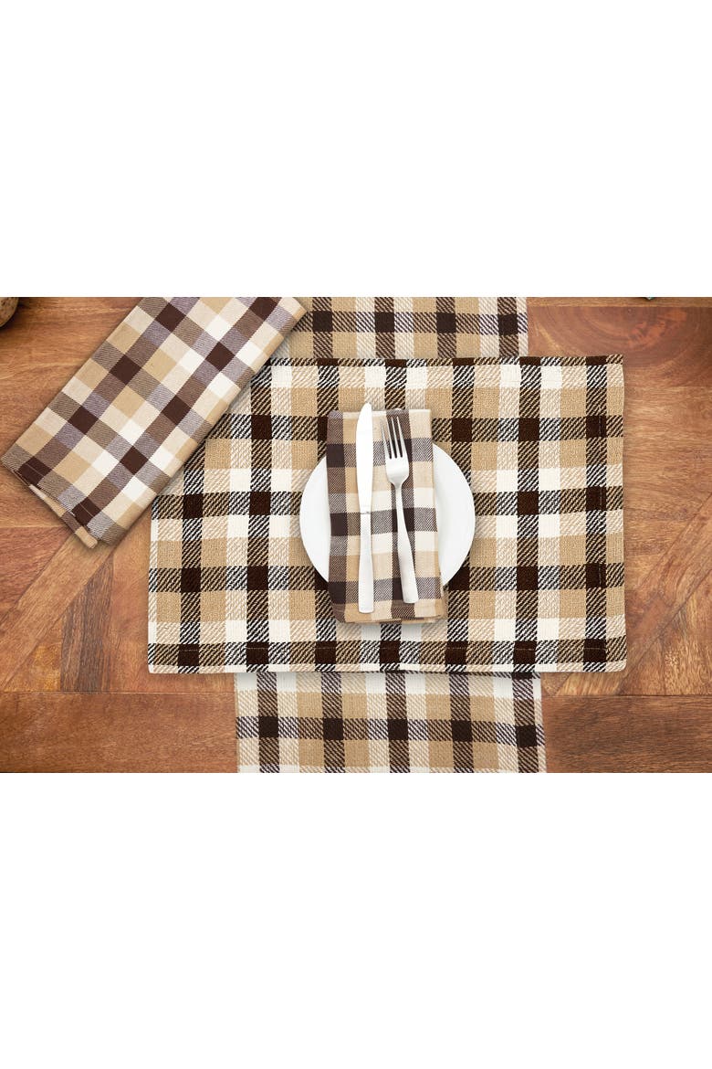Dunmore Plaid Cocoa Thanksgiving 100% Cotton Table Runner 13" x 72", Alternate, color, Brown