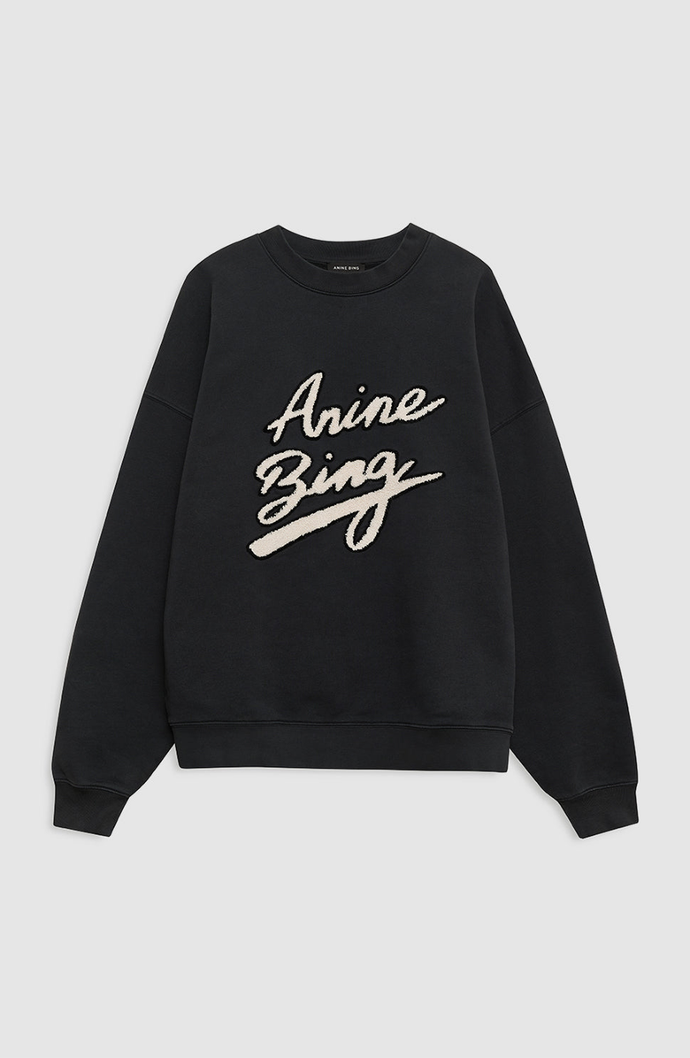 ANINE BING Miles Chenille Signature Sweatshirt, Alternate, color, Black