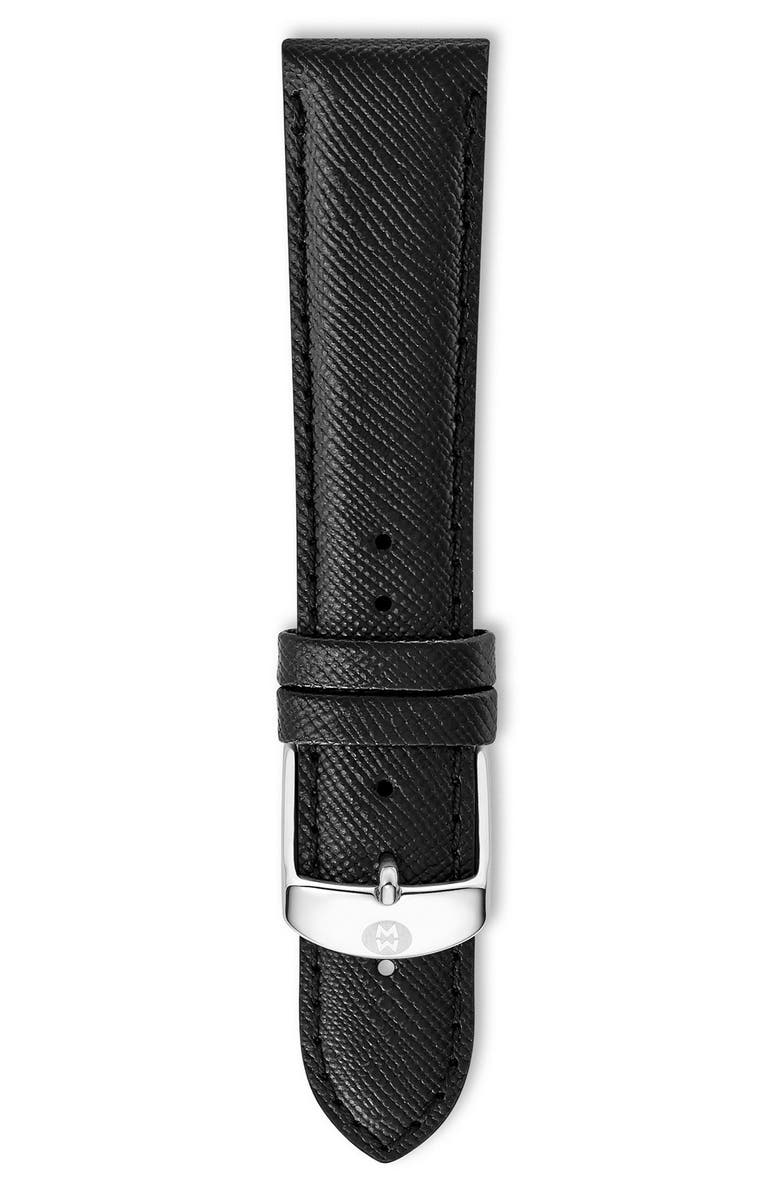 MICHELE 20mm Saffiano Leather Watch Strap, Main, color,