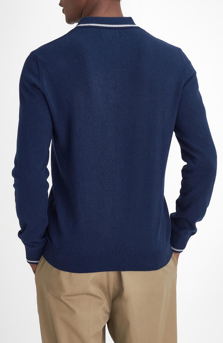 Barbour Tipped Cotton & Wool Polo Sweater, Alternate, color, Navy
