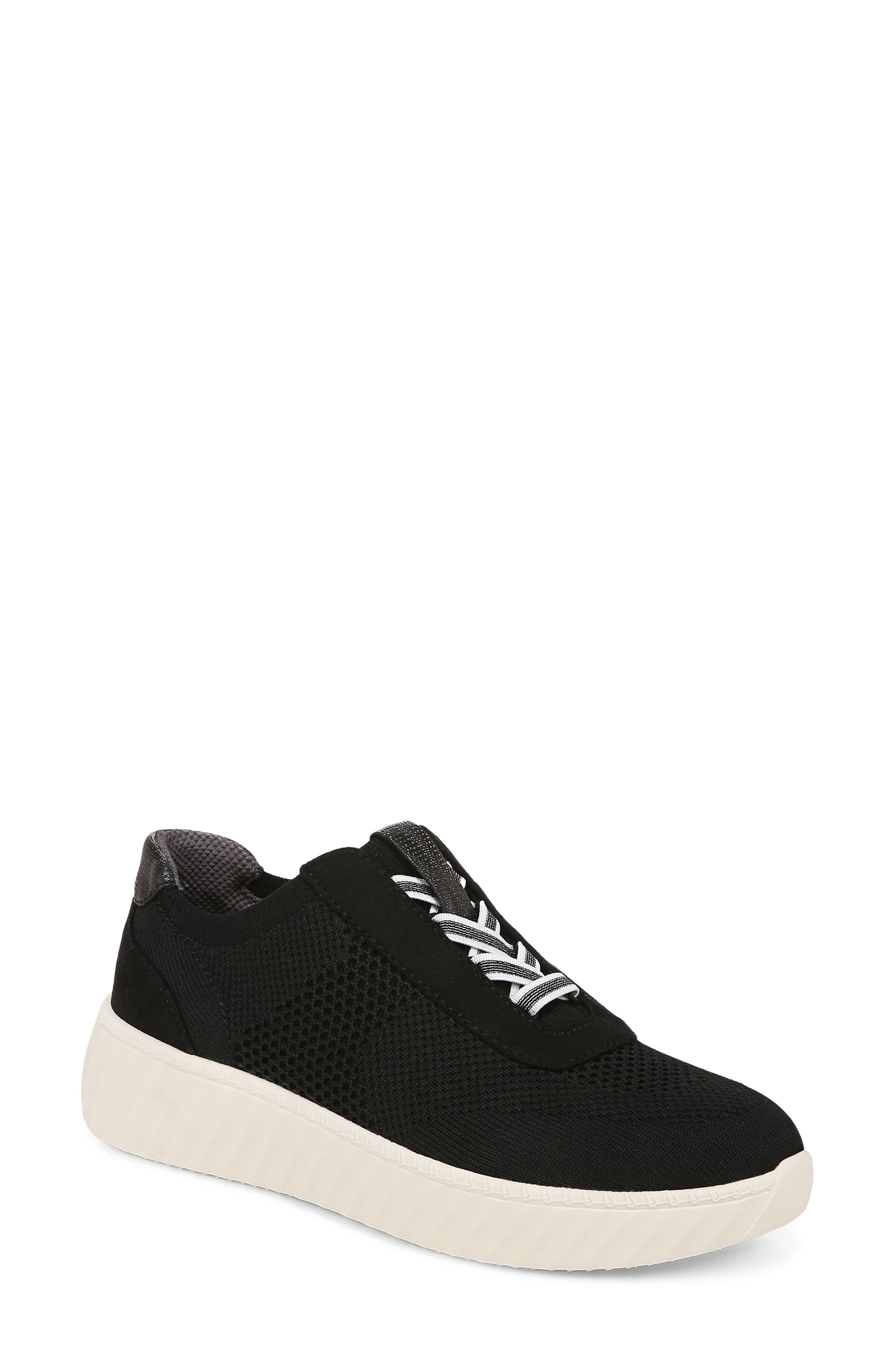 LifeStride Wanderer Wedge Sneaker, Main, color, Black Engineered Knit