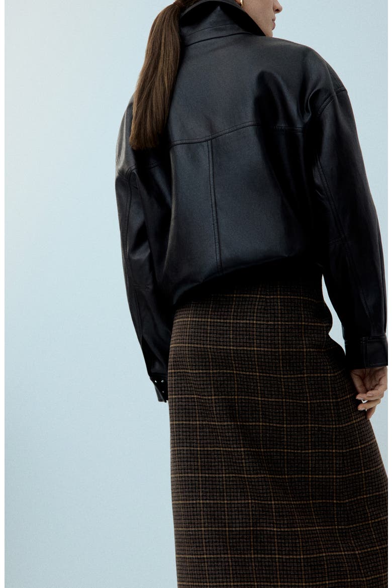 Check Pleat Front Midi Skirt, Alternate, color, BROWN