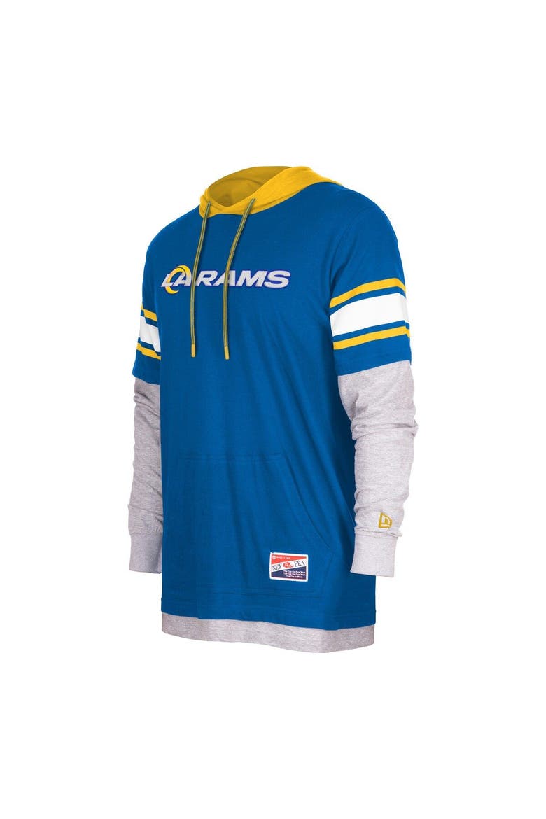 Men's New Era Royal Los Angeles Rams Current Day Long Sleeve Hoodie T-Shirt, Alternate, color, Royal