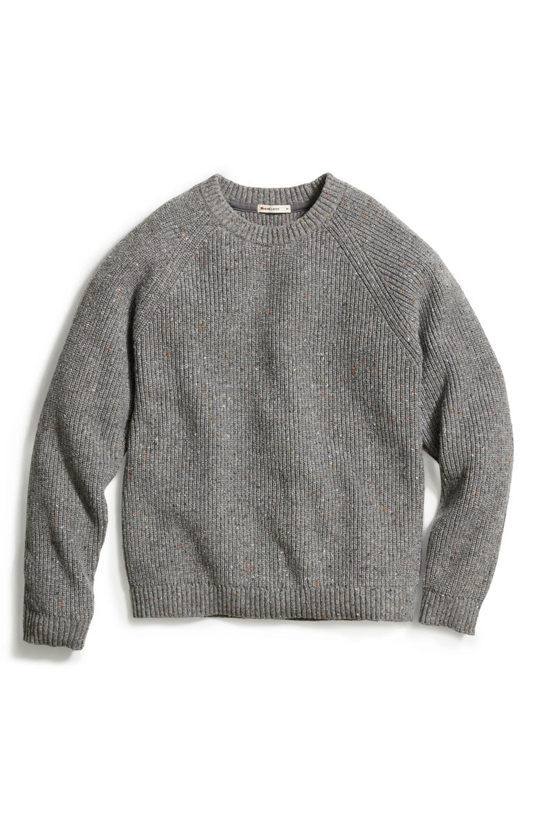 Marine Layer Inverness Crewneck Nep Cotton Blend Sweater, Alternate, color, Mid Grey