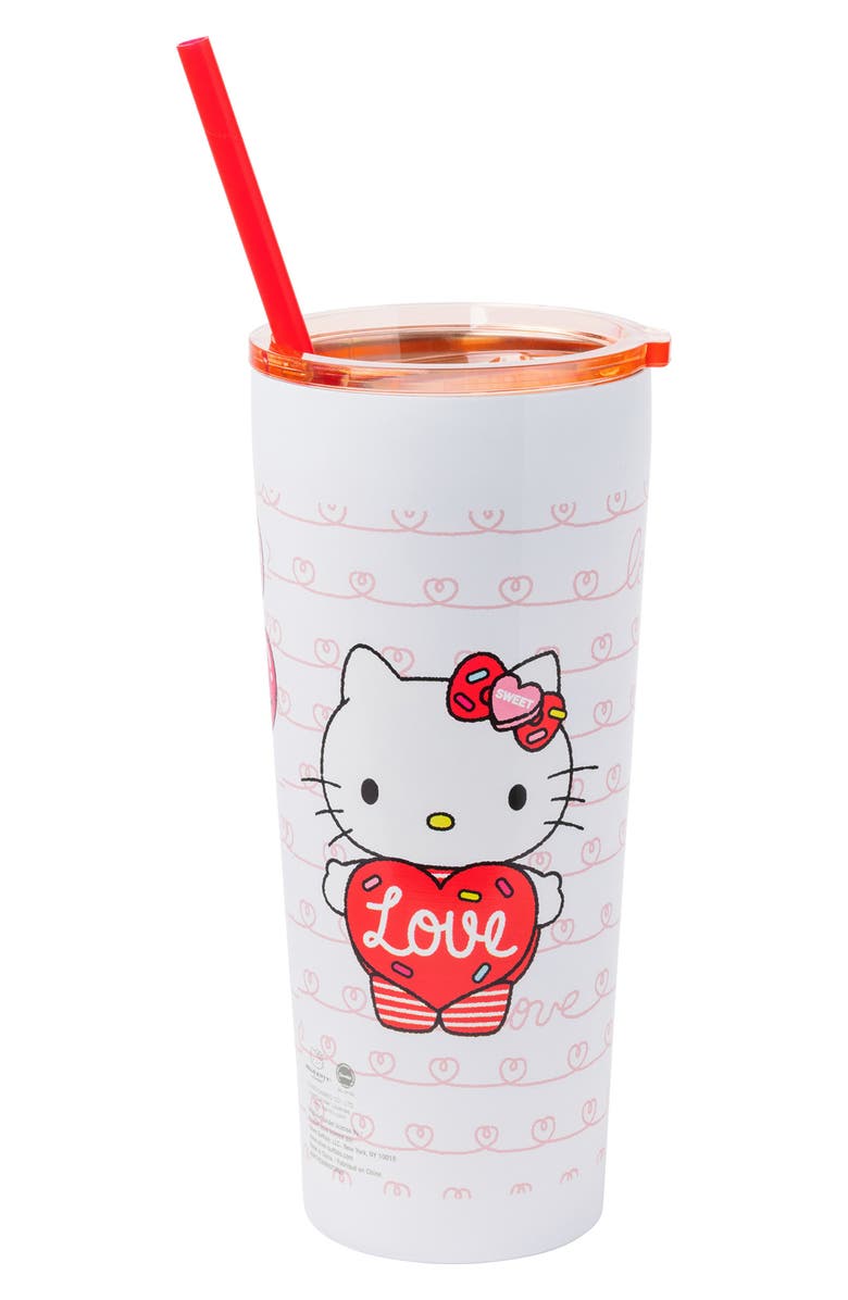 Hello Kitty 22-Ounce Tumbler with Straw, Alternate, color, White Multi