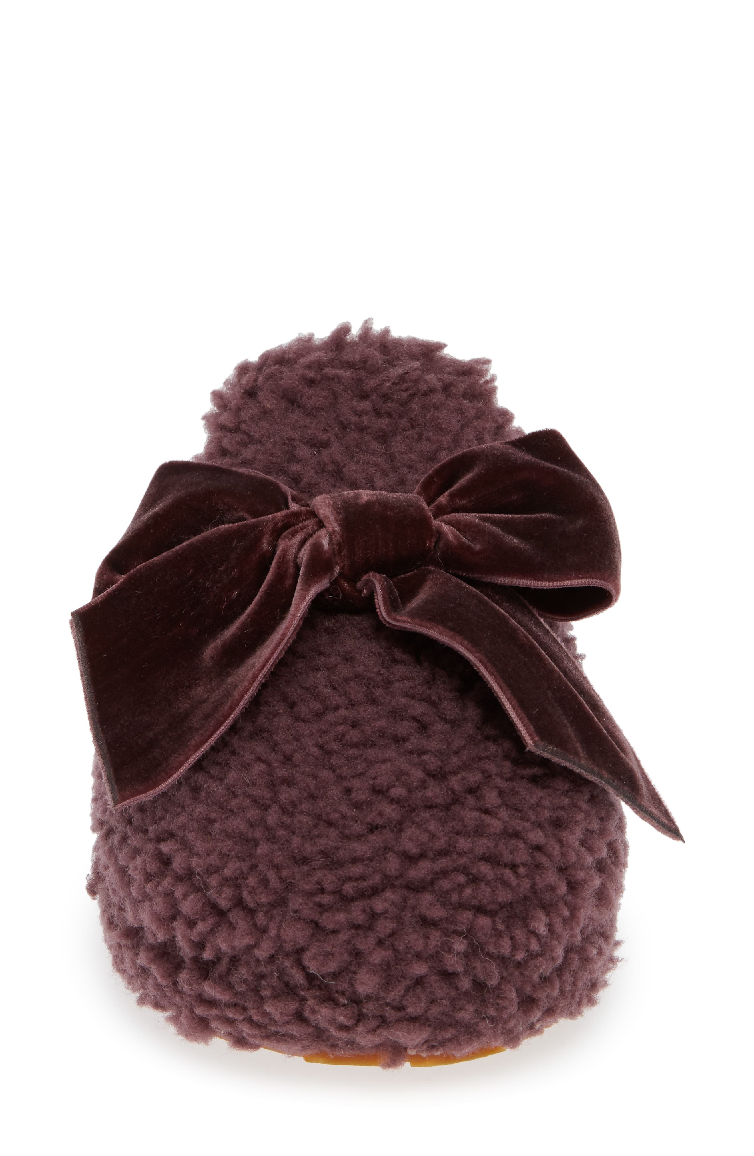 UGG<sup>®</sup> Addison Velvet Bow Genuine Shearling Slipper, Alternate, color, 