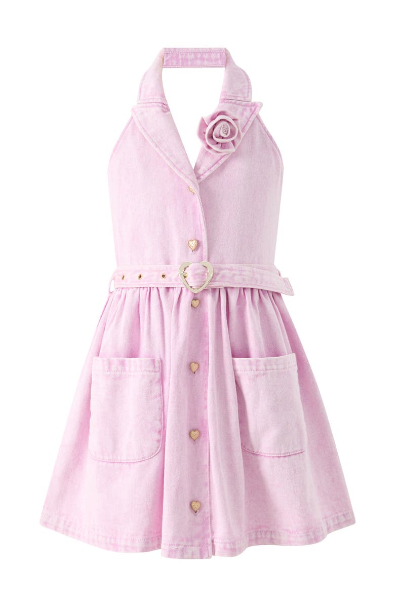 Marlo Kids Catalina Denim Mini Dress, Main, color, Pink