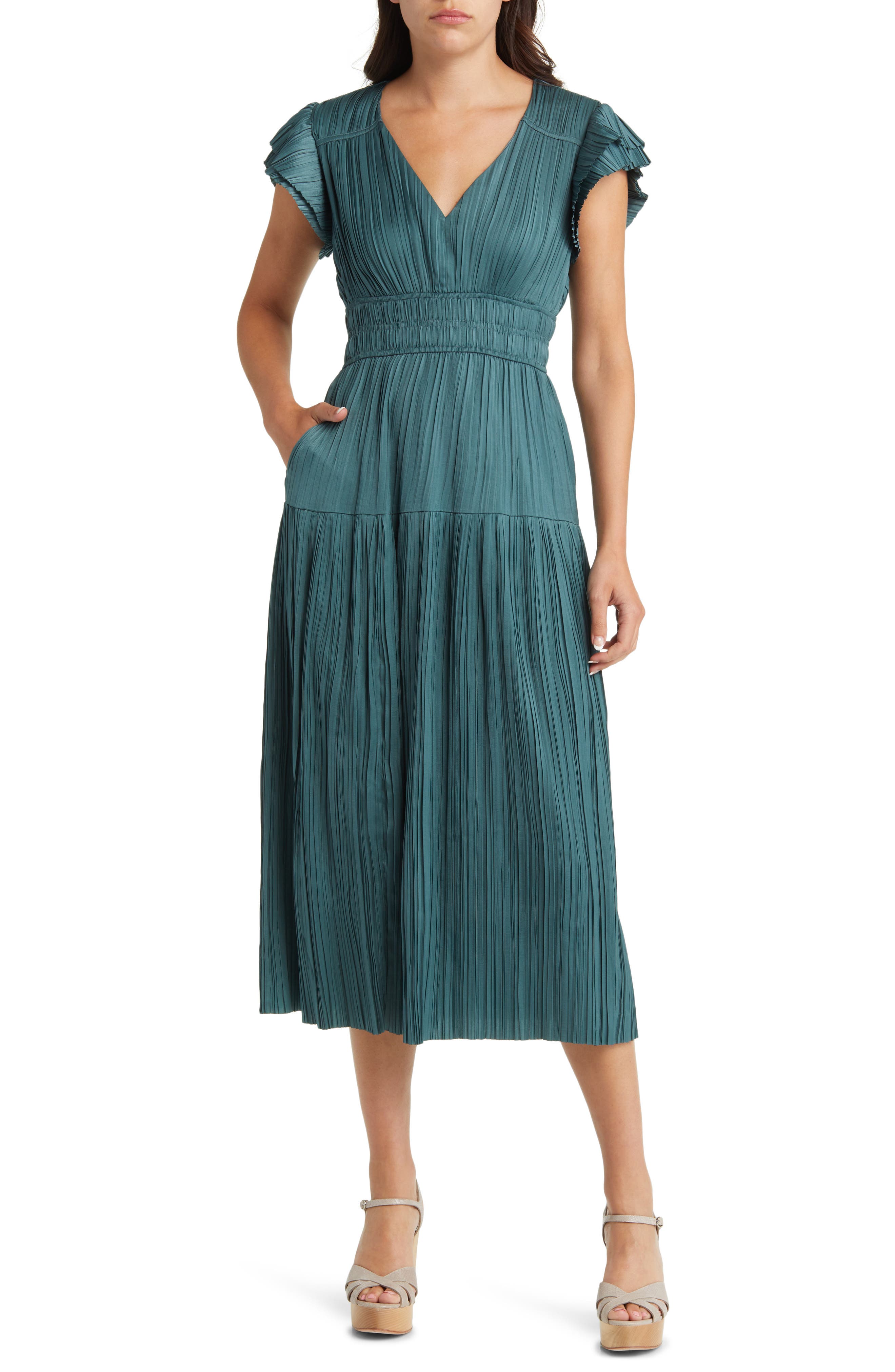 Plisse Midi Dress