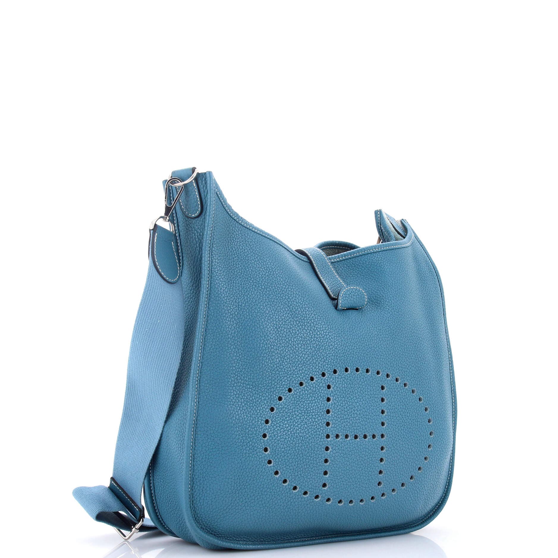 Pre-Owned Hermes Evelyne Bag Gen III Clemence GM, Alternate, color, Bleu Jean