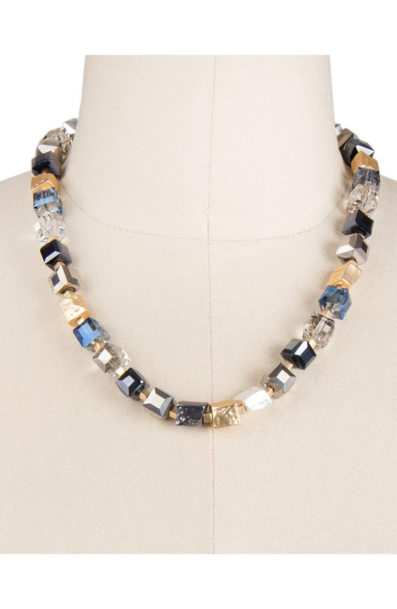 SAACHI Glass Beaded Necklace, Alternate, color, Navy