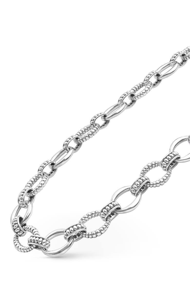 LAGOS Signature Caviar Sterling Silver Oval Fluted Link Necklace, Alternate, color, 