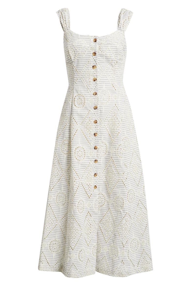 Eyelet Detail Stripe Dress, Alternate, color, CREAM