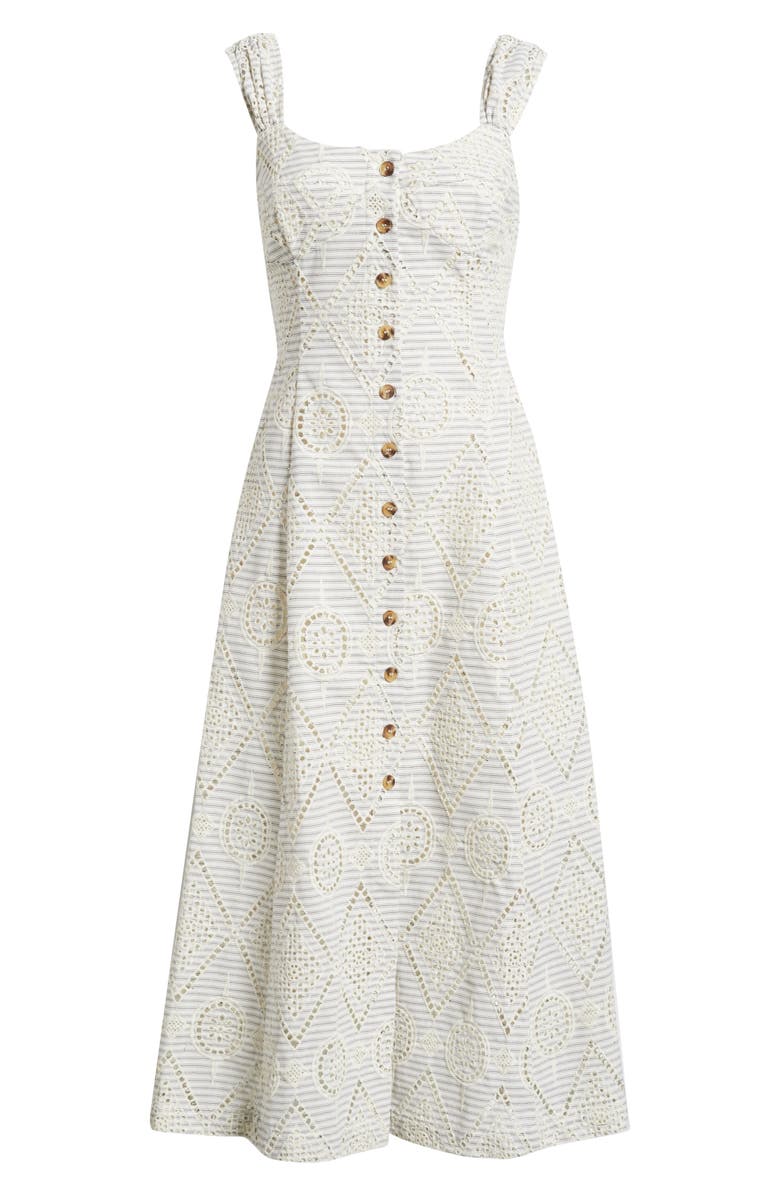 ZOE AND CLAIRE Eyelet Detail Stripe Dress, Alternate, color, Cream