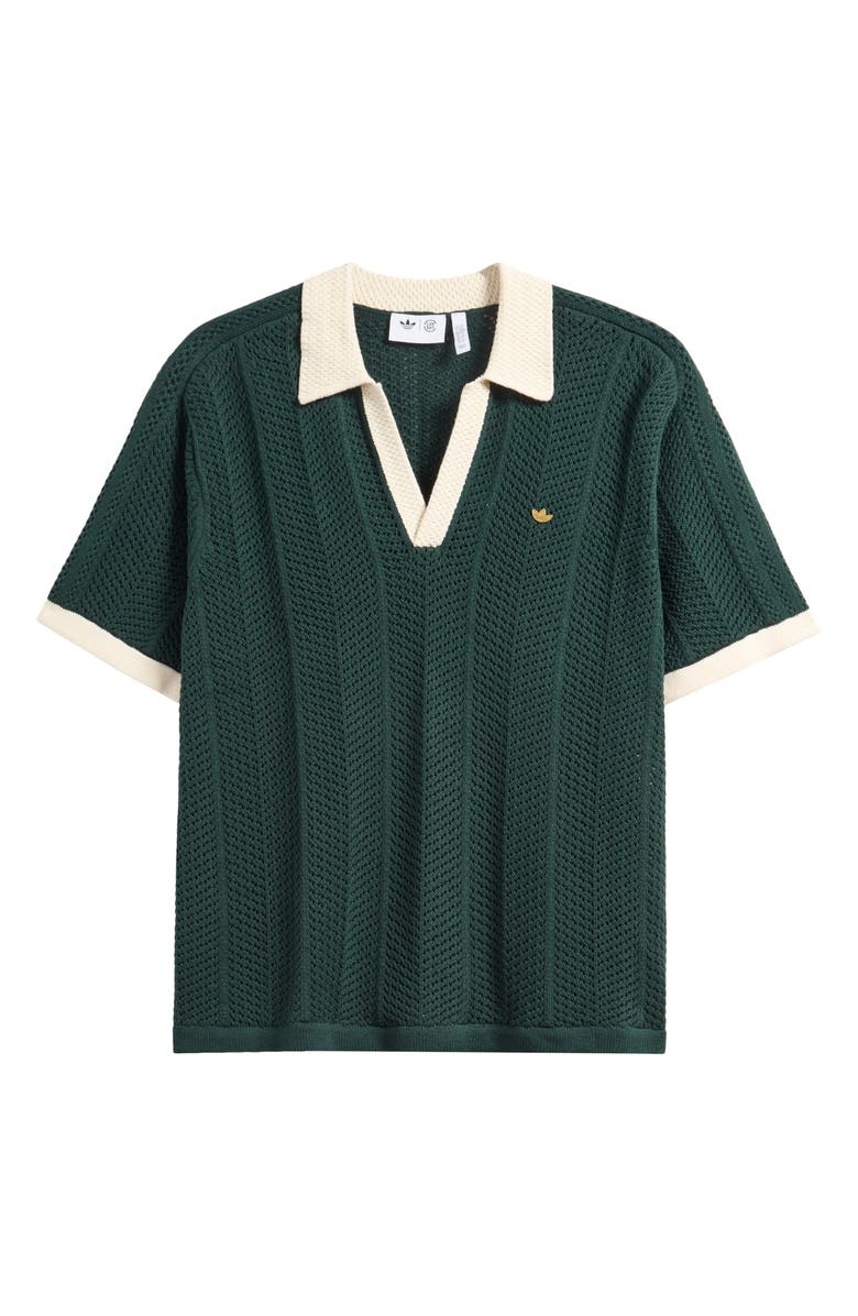 ADIDAS ORIGINALS X CLOT BY EDISON CHEN Ribbed Johnny Collar Polo Sweater, Main, color, 
