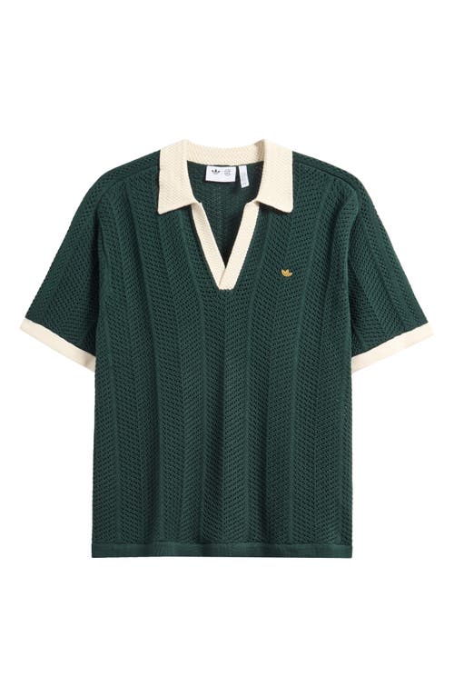 Adidas Originals X Clot By Edison Chen Ribbed Johnny Collar Polo Sweater In Gold