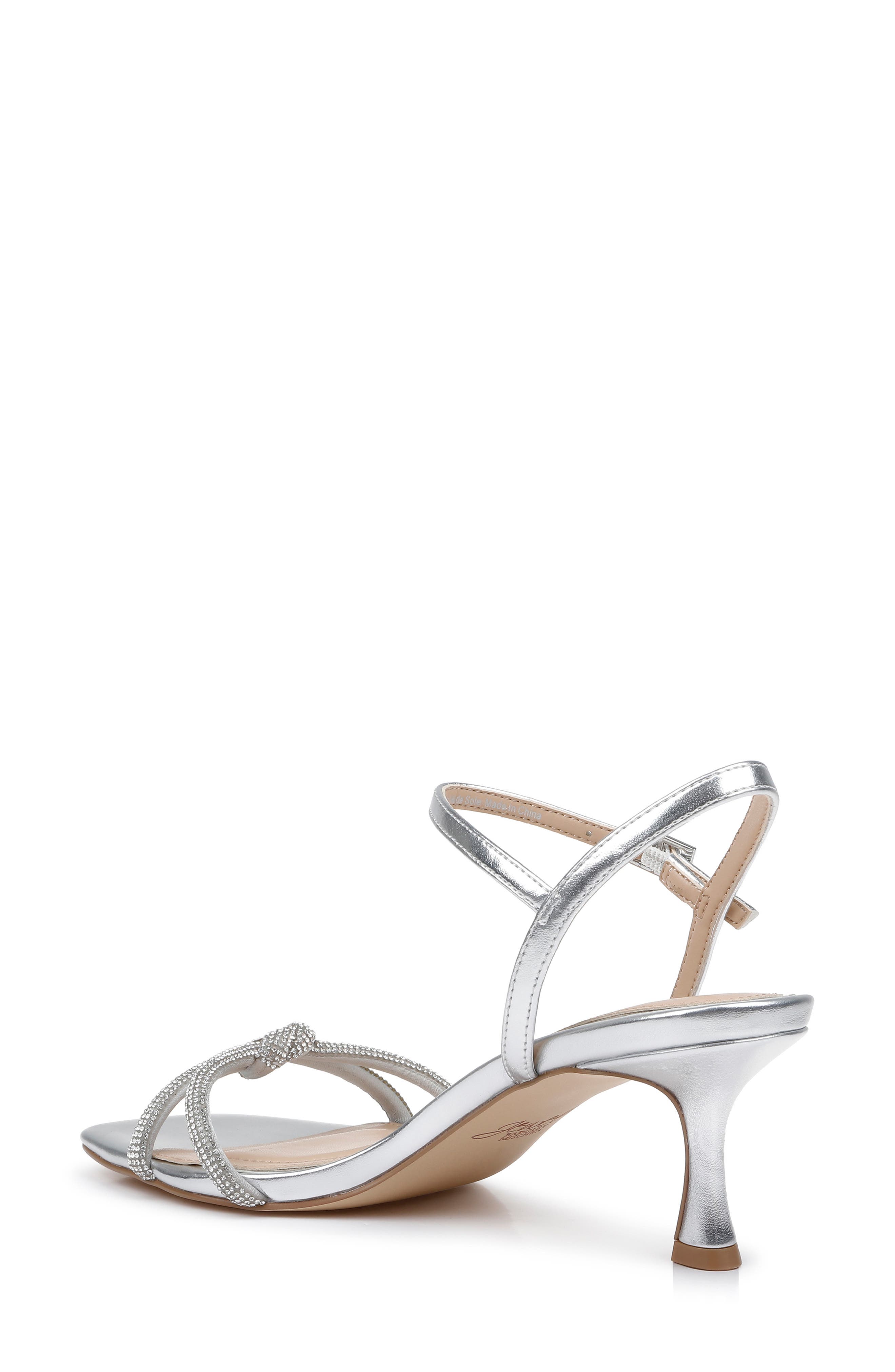 Jewel Badgley Mischka Maci Kitten Heel Ankle Strap Sandal, Alternate, color, Silver Met