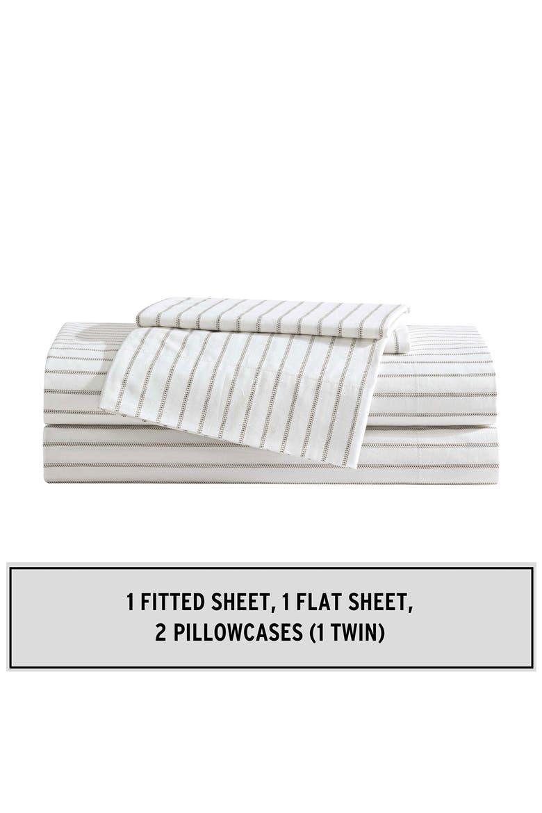 Essential Stripe Sheet Set, Alternate, color, WHITE/ BEIGE/ GREY