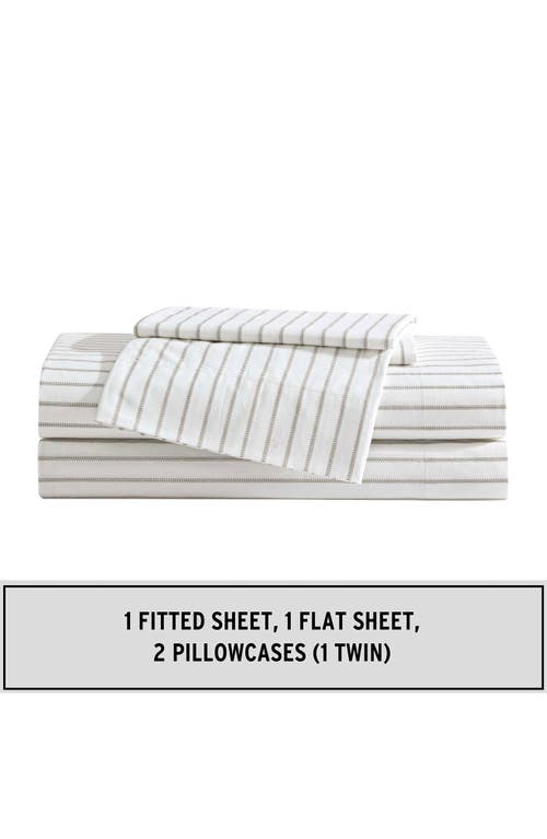 Eddie Bauer Essential Stripe Sheet Set In White/beige/grey