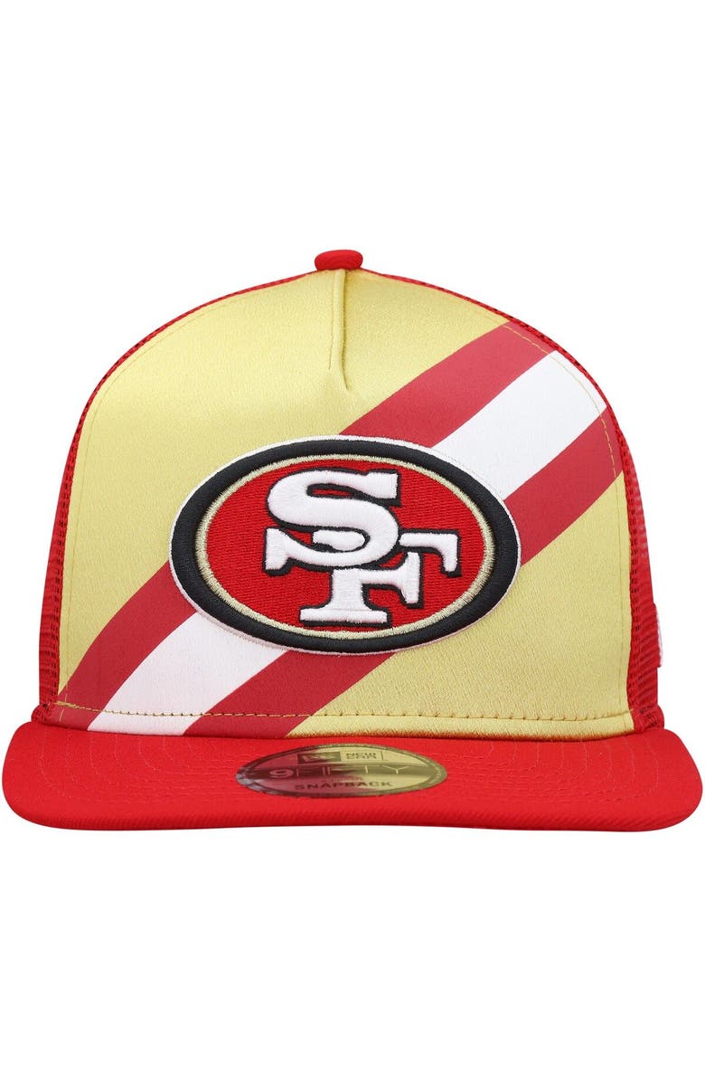 New Era Men's New Era Gold/Scarlet San Francisco 49ers Uniform Stripe 9FIFTY Snapback Hat, Alternate, color, 