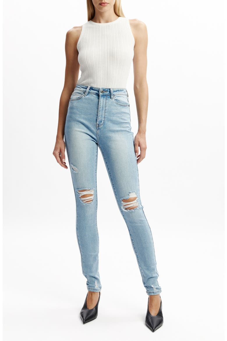 Khloe High Waist Skinny Jeans, Alternate, color, MID BLUE