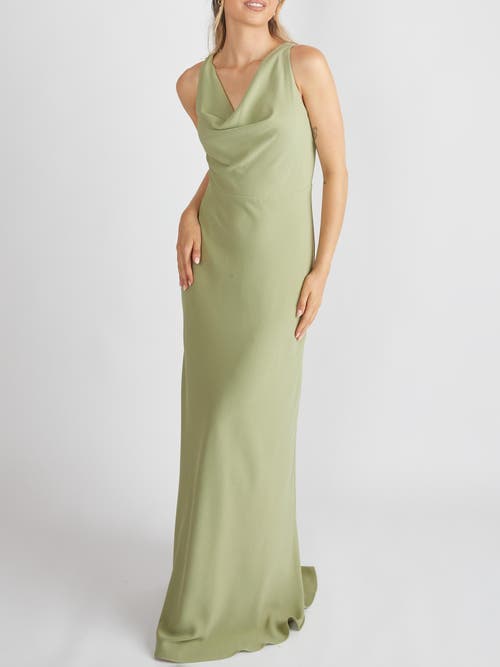 Six Stories Cowl Front Crepe Bridesmaid Dress In Green