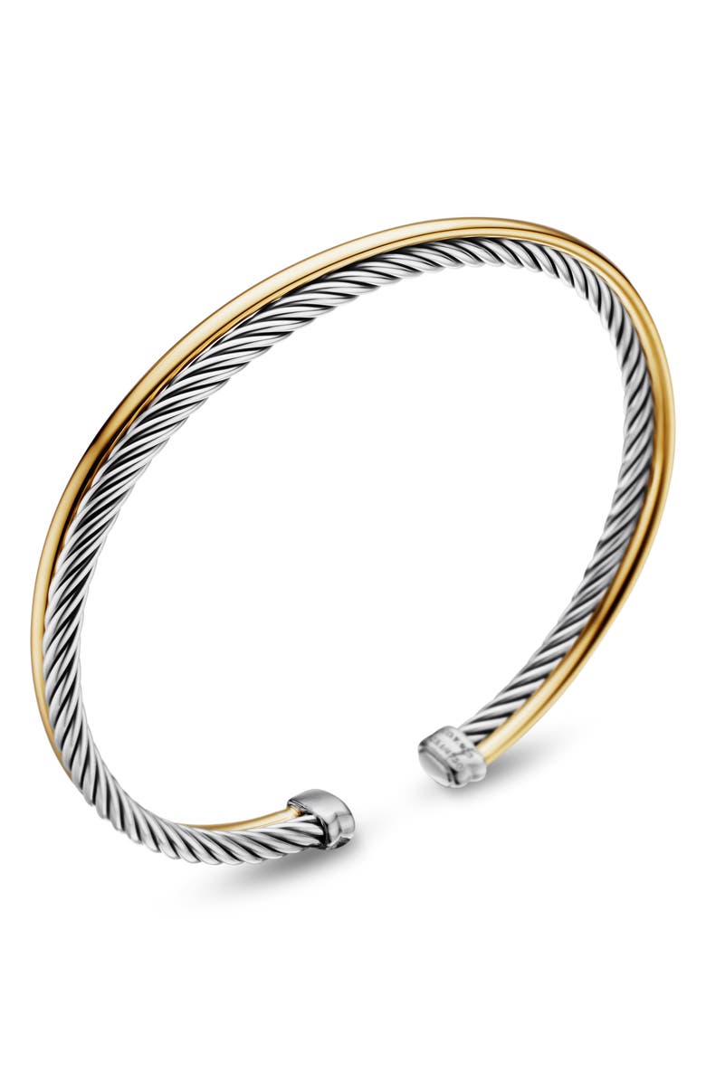 David Yurman Crossover Bracelet in Sterling Silver with 18K Yellow Gold, 3mm, Alternate, color, Silver/ Gold