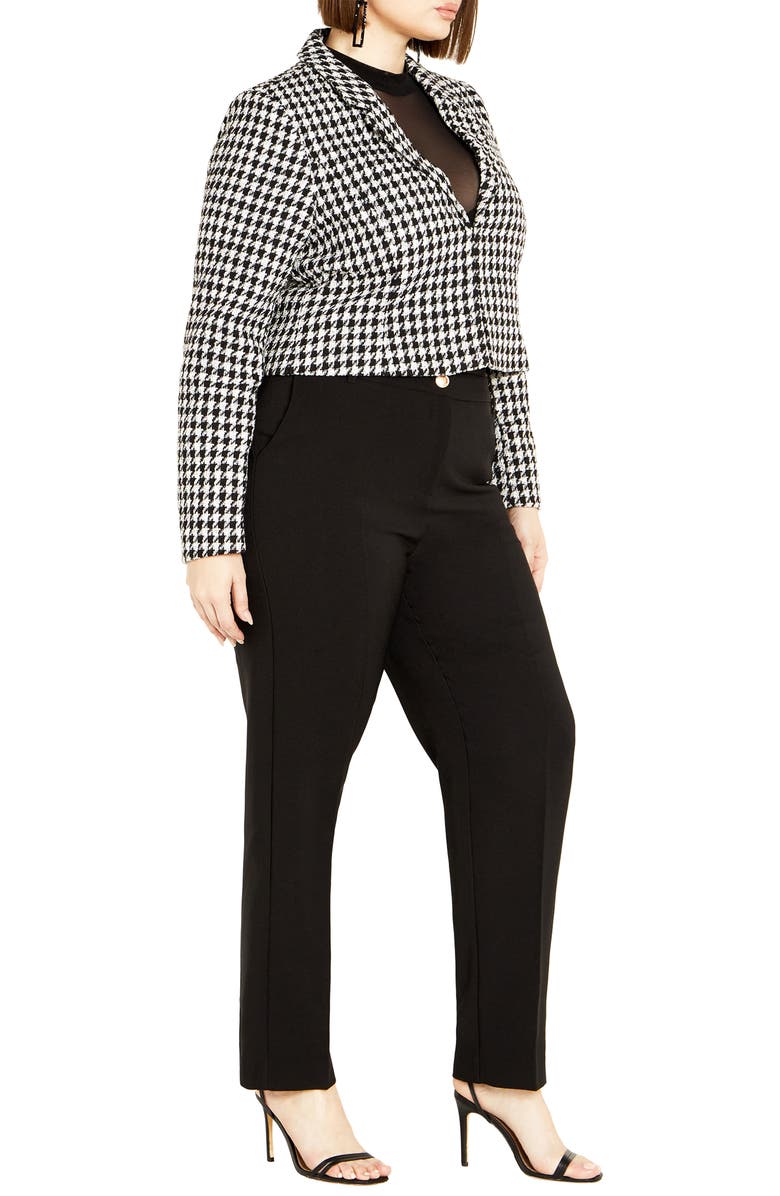 City Chic Skylar Houndstooth Crop Jacket, Alternate, color,