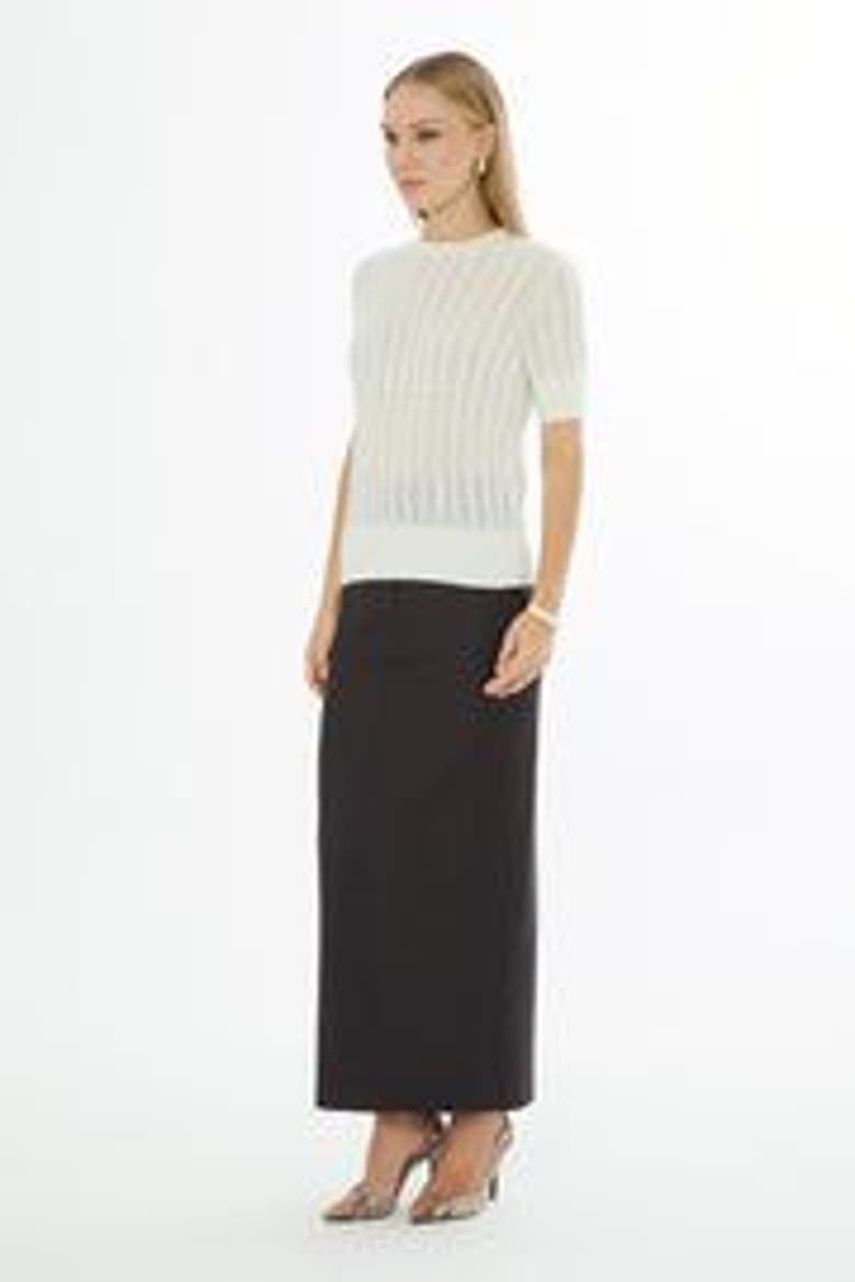 Crew Neck Short-Sleeve Wool Cashmere Sweater Ecru, Alternate, color, Ecru