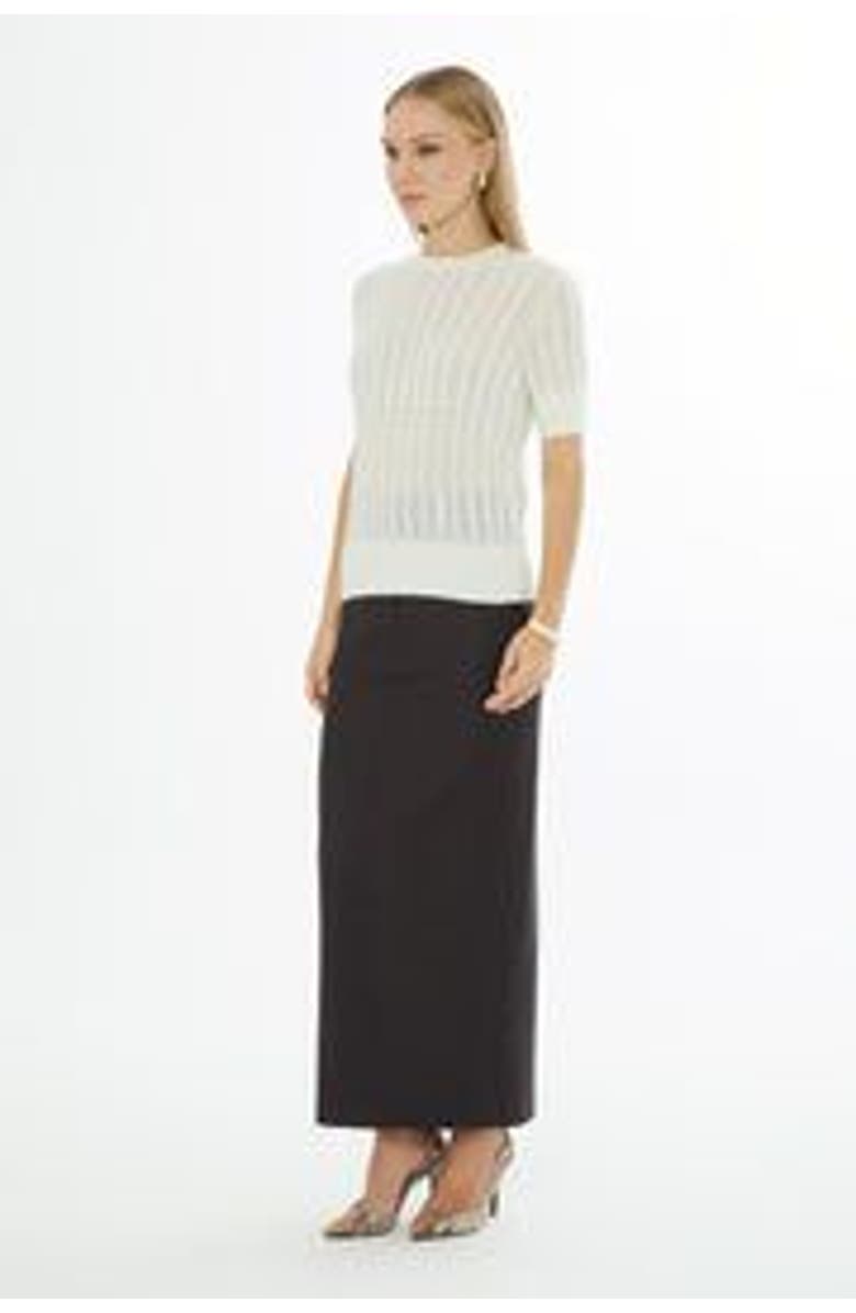 Gizia Crew Neck Short-Sleeve Wool Cashmere Sweater Ecru, Alternate, color, Ecru