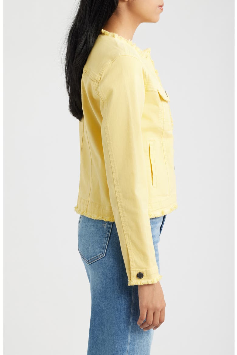 Frayed Collarless Denim Jacket, Alternate, color, POPCORN YELLOW