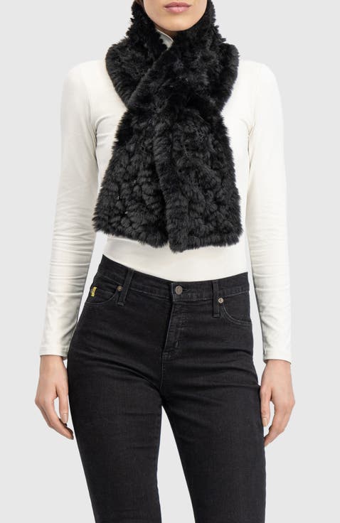 Fur-Free Rex Rabbit (Faux Fur) Knit Pull-Through Scarf