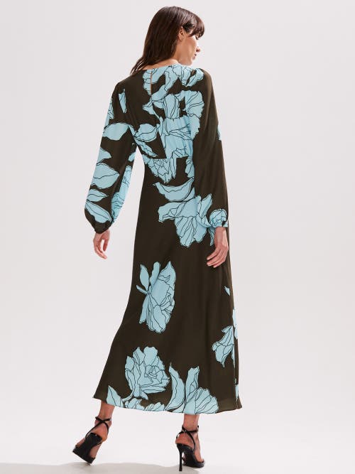 Ro&zo Womens Mae Floral-print Woven Midi Dress Blue In Blue