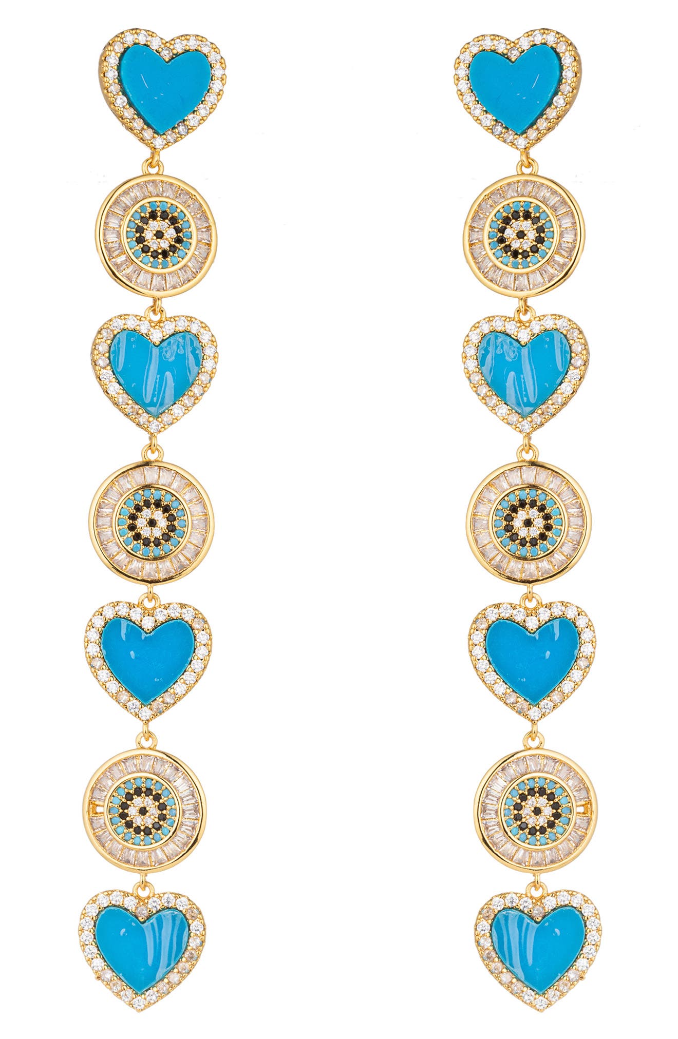 EYE CANDY LOS ANGELES Amanda CZ Heart Linear Drop Earrings