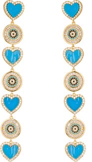 EYE CANDY LOS ANGELES Amanda CZ Heart Linear Drop Earrings