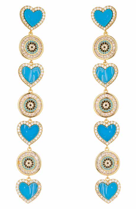 EYE CANDY LOS ANGELES Amanda CZ Heart Linear Drop Earrings