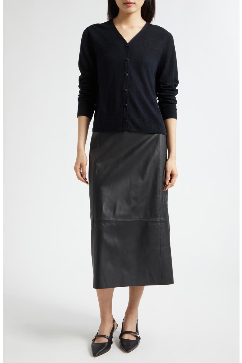 Wool V-Neck Cardigan, Alternate, color, BLACK