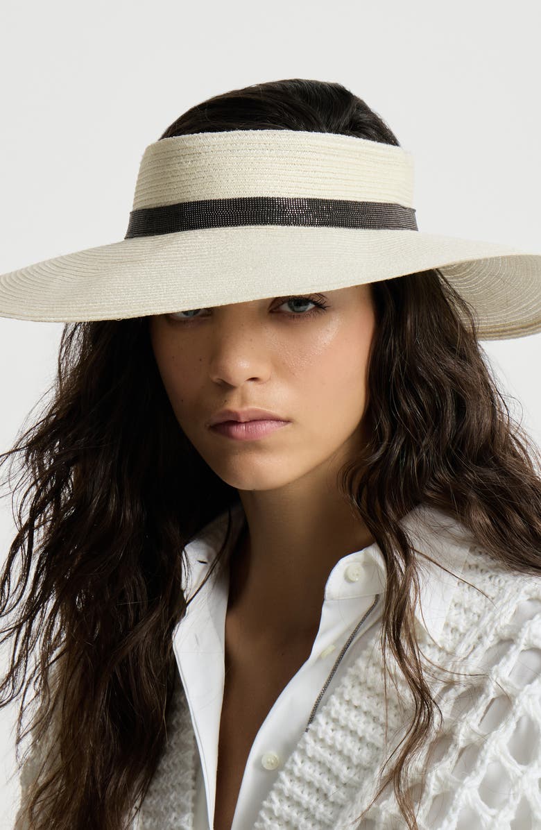 Brunello Cucinelli Hemp visor, Alternate, color, White