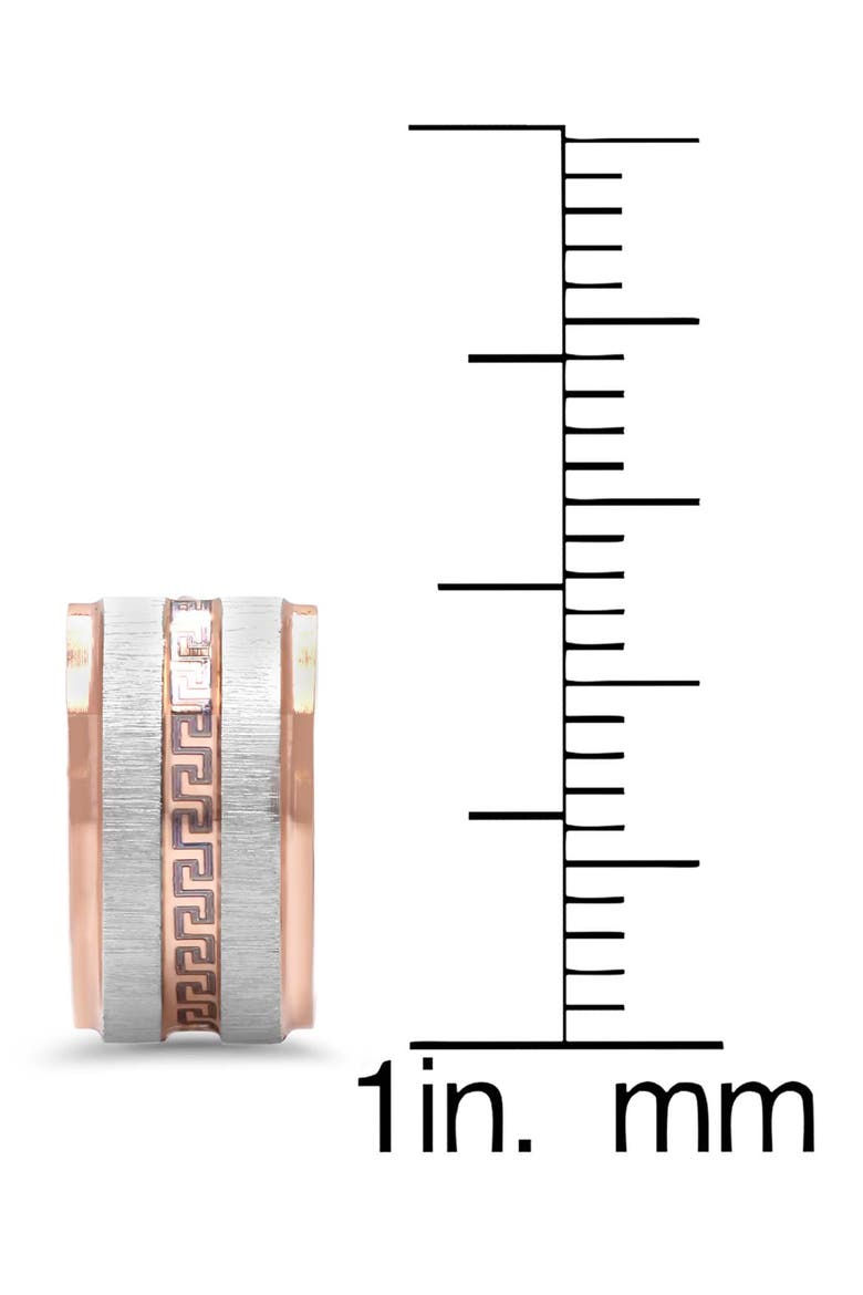 Two-Tone Greek Key Hoop Earrings, Alternate, color, ROSE GOLD