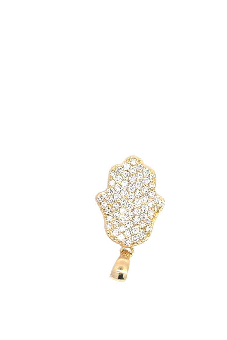 14K Yellow Gold Lab grown Diamond Hamsa Pendant, Alternate, color, Yellow
