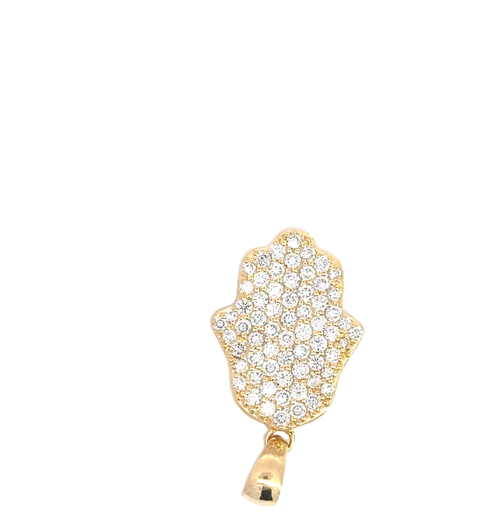 Ancona Jewelry 14k Yellow Gold Lab Grown Diamond Hamsa Pendant In Yellow