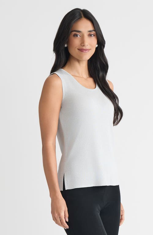 Ming Wang Plus Size Mid-length Lurex Scoop Neck Knit Tank In Gray