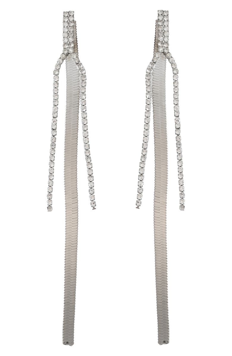 Panacea Linear Snake Chain Front/Back Earrings, Main, color, Silver