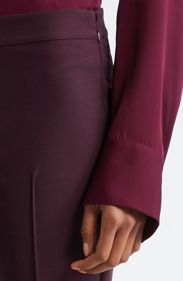 Vince Pintuck Crop Flare Cotton Blend Pants, Alternate, color, Dahlia Wine