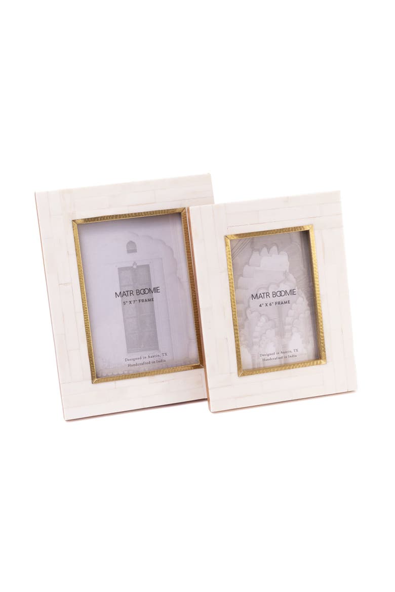 Mukhendu Picture Frame - Bone, Brass Inner Edge, Alternate, color, Ivory- 4x6