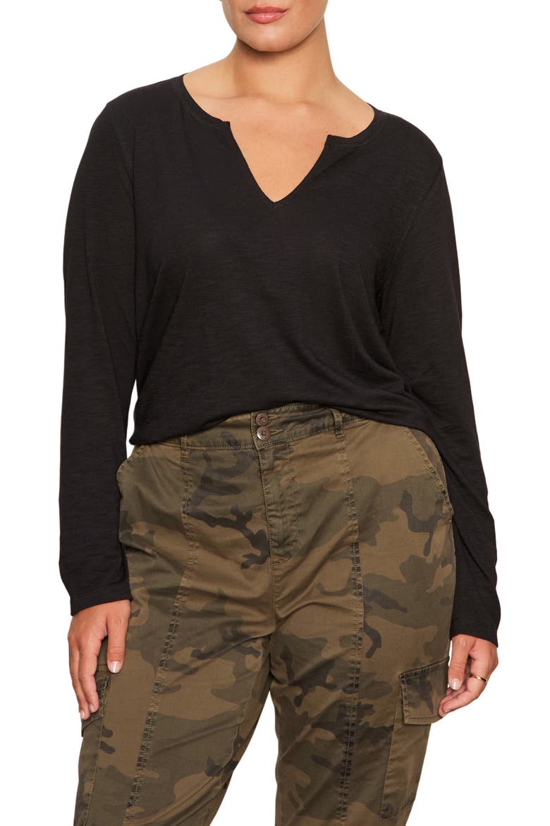 Perfect Notch Print Long Sleeve T-Shirt, Main, color, BLACK