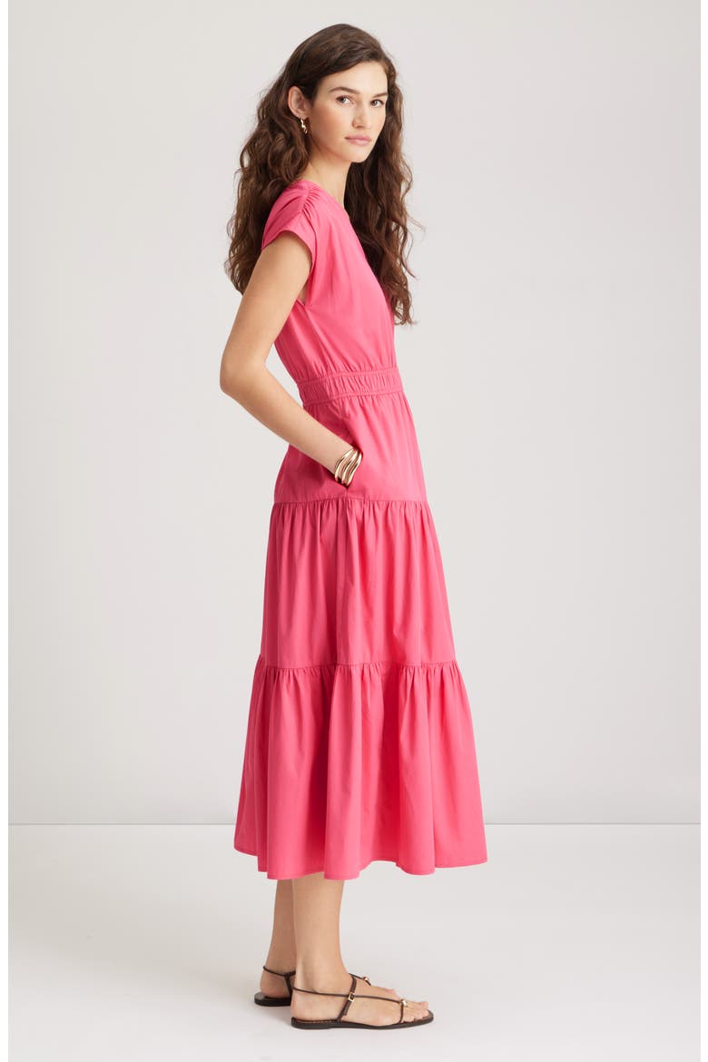 Tiered Poplin Maxi Dress, Alternate, color, PINK CARMINE