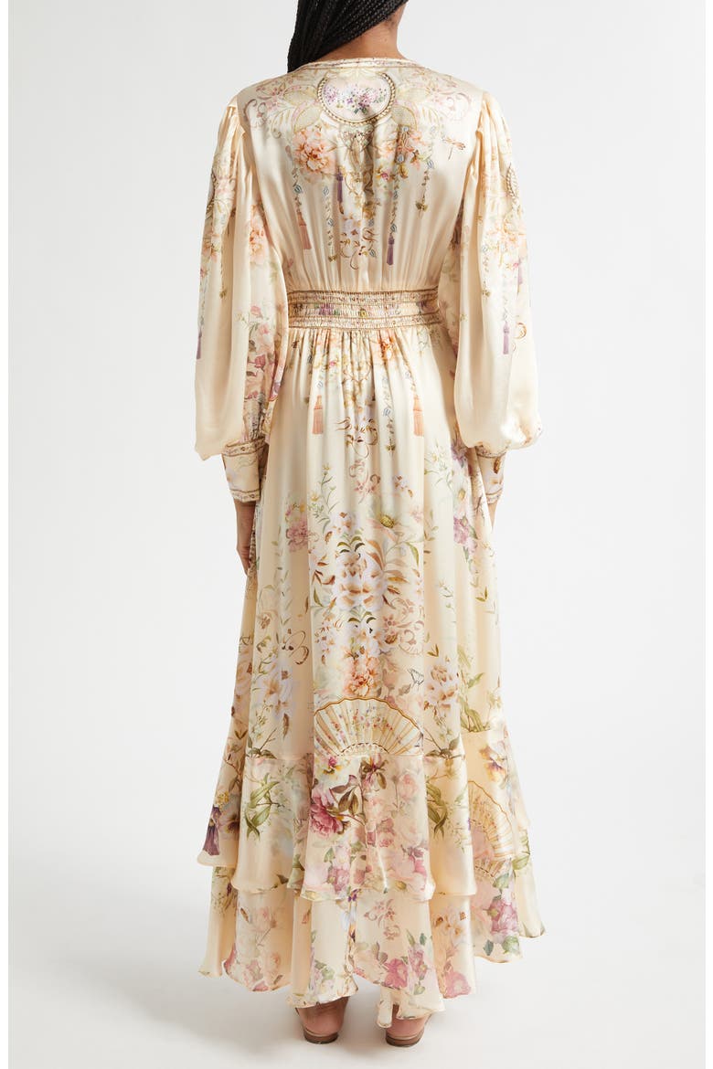 Beaded Print Long Sleeve Silk Dress, Alternate, color, ADORNED IN ARANJUEZ