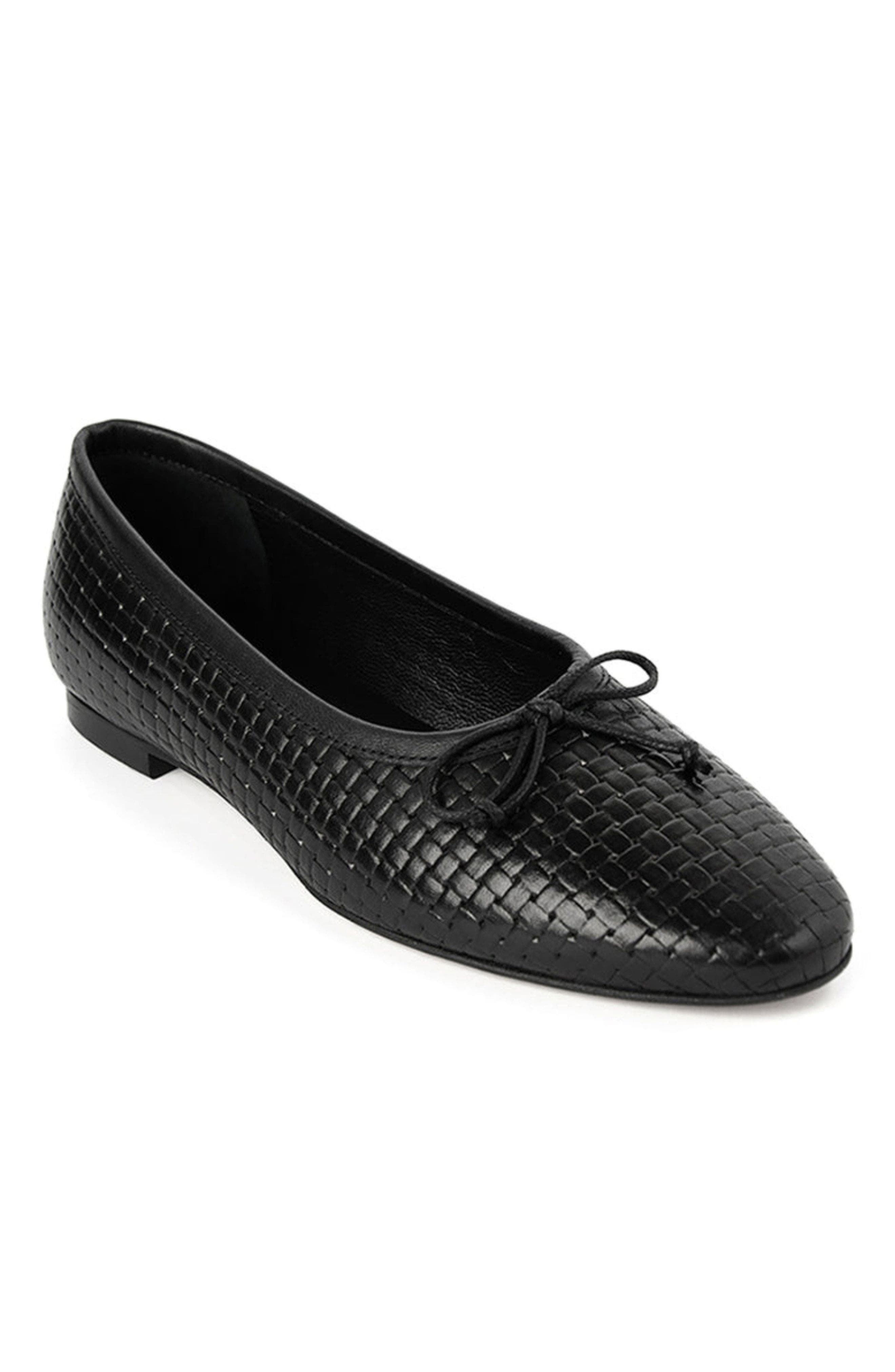 Menina Step Amelie Black Weave Ballet Flat, Alternate, color, Black